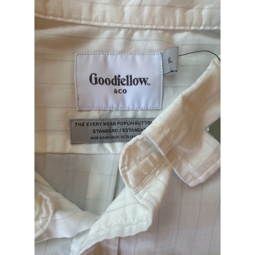 Goodfellow & Co Men's Button-Down Shirt White Pinstripe Long Sleeve Size XL - Picture 4 of 5